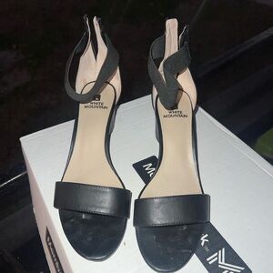 White Mountain Black Strappy Heels